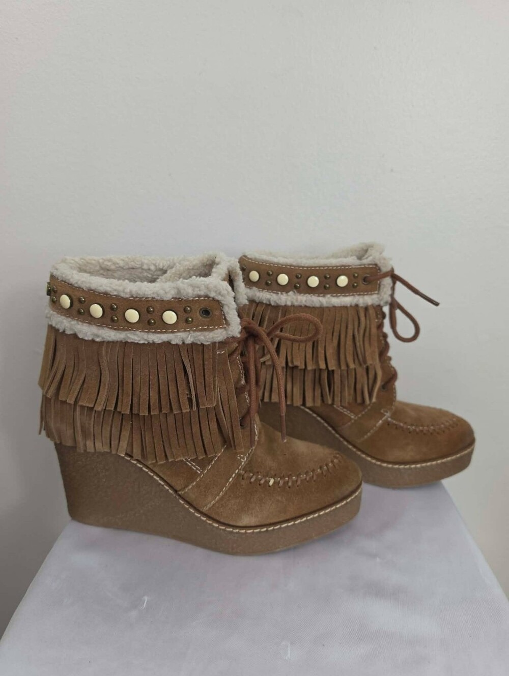 Sam Edelman Women's Fringe Wedge Ankle Boots